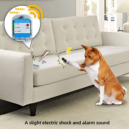 Scat Shock Mats for Dogs 2 Packs, Indoor 60"x12" Pet Shock Mat for Dogs and Cats, Electronic Training Mat Keep Pets Off Furniture, Safe Dog Repellent Mat with 3 Training Modes, Sofa Couch Protector - Image 3