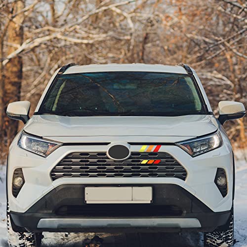 4 Sets Tri Color Grille Badge Emblem Classic Retro Tri Color Stripe Decal Sticker Decoration Accessories Car Truck Label Compatible With Toyota 4Runner Tacoma Tundra Rav4 Highlander, Yellow Orange Red #TOP5