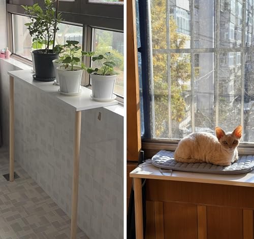 Fensterbankverlängerung für Katzen und Pflanzen, stabile Sitzstange mit Stützbeinen, platzsparendes Design für den Innenbereich-7