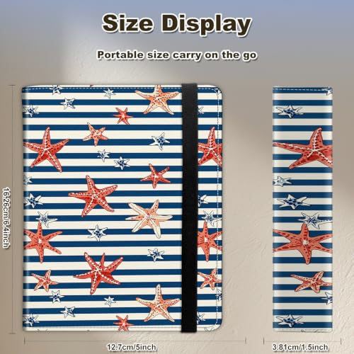 Image of Photo Album 4x6 120 Photos with Strong Elastic Band, Striped Starfish | Large Capacity Premium Leather Picture Album, Portable Wallet Albums Photo Book for Family Anniversaries Wedding Baby