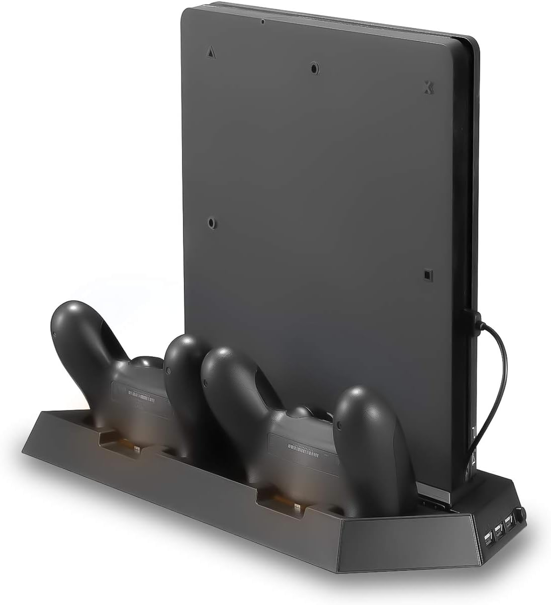 ADZ Compatible PS4 Stand with Cooling Fan and Charger, Slim Profile, Black