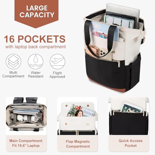 Image of PALAY Backpacks for Women 15.6 Inch Work Laptop Teacher Nurse Backpack Purse Waterproof Travel Computer Bag for Women