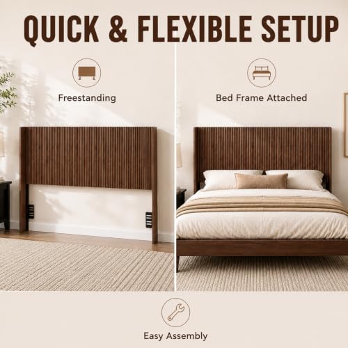 Image of Queen Size Headboard with Adjustable Metal Brackets