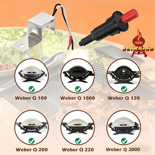 Image of SafBbcue 80462 Grill Igniter Replacement for Weber Q1000 /Q2000 Grill Accessories Replacement Parts,for Weber Q100 Q200 Gas Grill Ignitor for Weber 386001 386002 566001 Grill Parts, Ignition Button