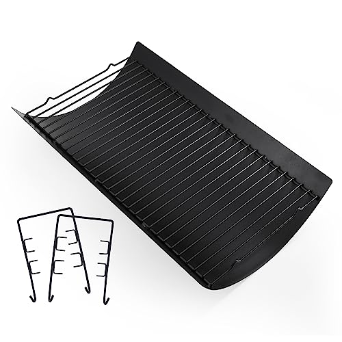 Image of Criditpid 20 Inch Ash Pan Drip Pan Ashpan for Char-Griller 5050, 5072, 5650, 2123, 2223, 2823 Charcoal Grill, 20 inch Drip Pan Grates Replacement Part with 2pcs Fire Grate Hanger.