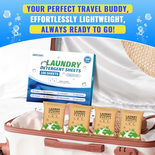 Fixsmith Laundry Detergent Sheets - 200 Loads (100 Sheets) Fragrance Free - Hypoallergenic,Unscented,Eco Friendly Laundry Detergent Strips Concentrated Travel Detergent Sheets.Plastic-Free,Liquidless thumb #2