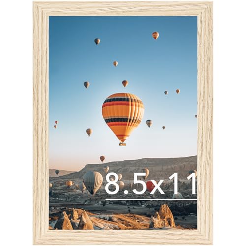 Image of JCJMY 8.5x11 inch Picture Frame for Certificate Poster and Photo, Horizontal and Vertical Formats for Wall Hanging or Tabletop, 8.5x11 Frame with Shatter Resistant Plexiglass, Natural