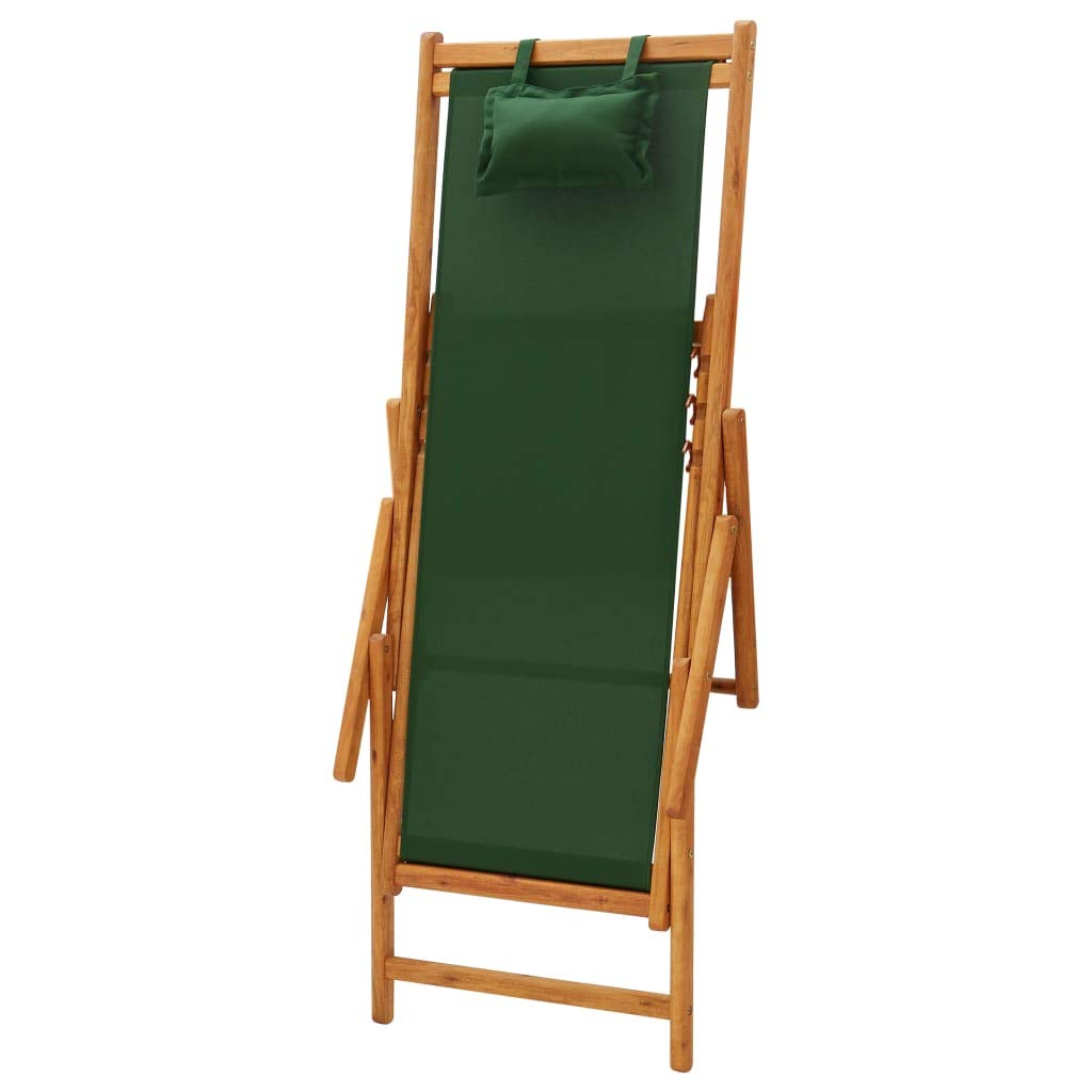 CHAHO Klappliege Klappbar Sonnenliege Gartenliege Strandliege Liege Relaxliege Liegestuhl Gartenmöbel Klappbarer Strandstuhl Eukalyptus Massivholz und Stoff Grün