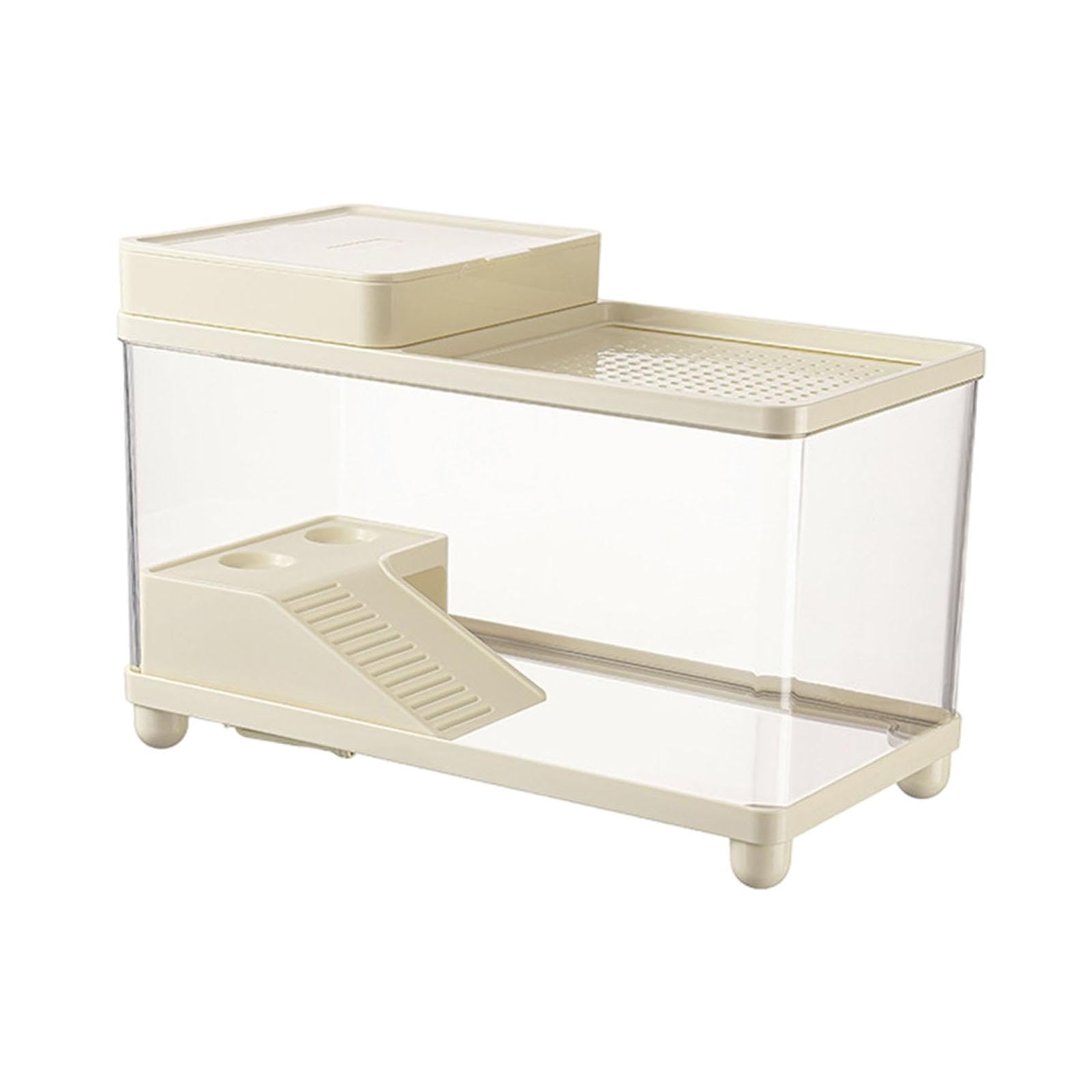Vasca per Tartarughe, Habitat per Rettili, Rampa di Arrampicata, Fondo per Terrario, Drenaggio per Anfibi, Beige
