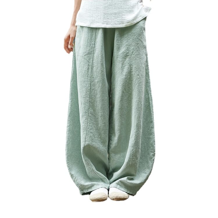 HEARTTOUCH Women's Casual Cotton Linen Baggy Pants with Elastic