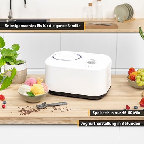 TZS First Austria Eismaschine & Joghurtbereiter | Ice Cream Maker selbstkühlend mit Kompressor und entnehmbarem 1 Liter Eisbehälter | Joghurtmaschine für zuhause - inkl. Messbecher & Spachtel – Bild 4