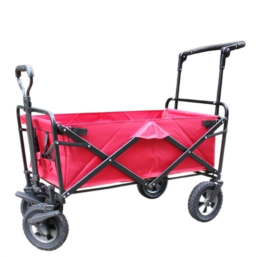 Folding Trolley Cart Folding Garden Trolley Wagon Shopping Cart for Outdoor Camping Pull Truck with 4 Wheels