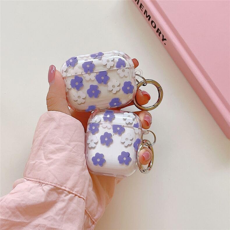 Miniatura 3 de Funda transparente para Airpods de 21 generación, funda protectora de TPU suave con flores de 21 generación, funda protectora de piel para niñas y