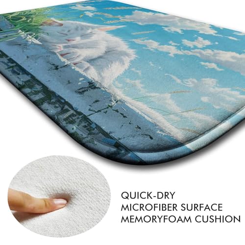 Tapis de salle de bain anti-dérapant chat mignon absorbant en microfibre taille L
