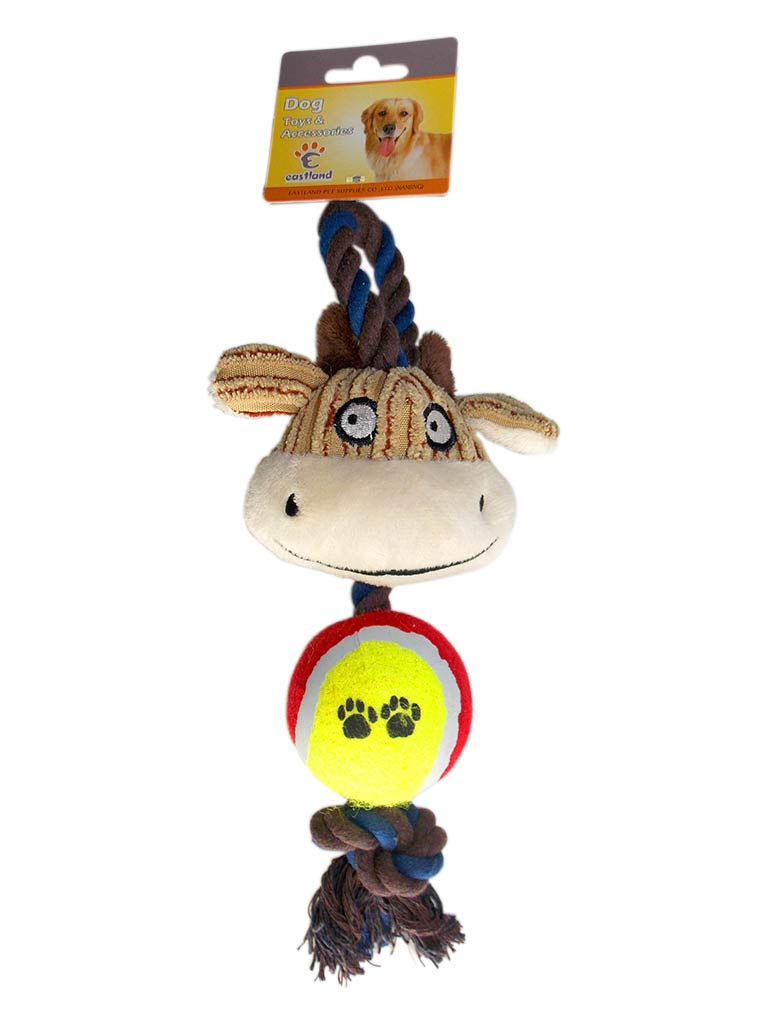 510137 Evcil Hayvan (Kedi; Köpek) Oyuncağı, İnekli ve Tenis Toplu Stres İpi, 35x12 Cm