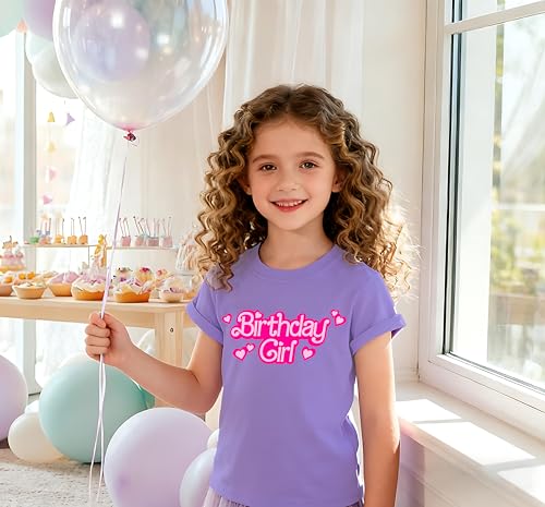 Image of YHHR Birthday Girl Shirt 5-12 Years Kids Birthday Party Shirts Letter Top | Soft Skin-Friendly Kids Crewneck Short Sleeve Tee,Comfy Regular Fit , Perfect Birthday Party Outfit ,Lovely Birthday Gift
