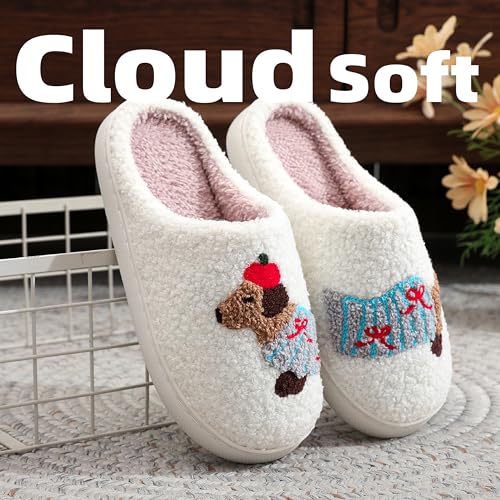 Women's Cloud Soft Plush Slippers - Cute Dog Pattern Furry House Shoes, Anti - Slip Bouncy Sole, Cozy Home Slippers for Daily Wear.2
