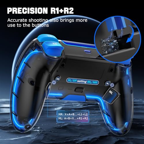 Brhe Wireless Ps4Controller With Hall 3D Joysticks/Rgb Led Lights/Programming Funtion,Ps4Controller Remote Joystick Gamepad,Game Controller For Ps4/Slim/Pro thumb #2