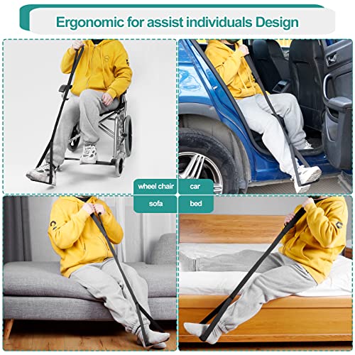 Homymusy 41 Inch Long Leg Lifter Strap,Durable Rigid Handgrips,Large Foot Loop Great For Hip And Knee Surgery Recovery Aids(Without Eva Handles) #TOP4