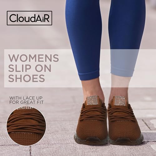 Image of CLOUDAIR Vesta Women's Sneakers: Casual Running, Walking Arch Support Shoes, Lightweight Slip-On Sock Design, Non-Slip Work Shoes for Women, Comfortable Air Cushioned Platform Sneakers