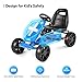 HONEY JOY Pedal Go Kart, 4-Wheel Off Road Pedal Car w/Handbrake & Clutch, 2-Position Adjustable Seat, Ride On Go Cart for Kids, Gift for Boys Girls(Blue)
