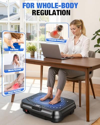 Image of Bigzzia Vibration Plate Exercise Machine 10 Modes Whole Body Workout Vibration Fitness Platform w / Loop Bands Jump Rope Bluetooth Speaker Home Training Equipment for Weight Loss & Toning