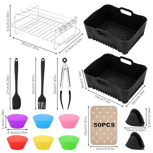 Accesorio para freidora de aire caliente, para COSORI 2 cámaras, 8,5 L, freidora de aire caliente, compatible con Ninja SL400/Russell Hobbs 27681-56, accesorios Airfryer contiene molde de silicona - imagen 4