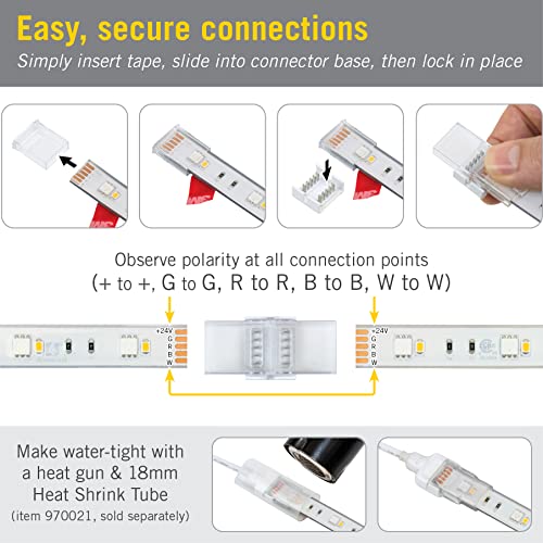 Image of Armacost Lighting 5-Pin RGB+W Tape to Tape Splice Connector for IP67 Tape Light - 4 Pack
