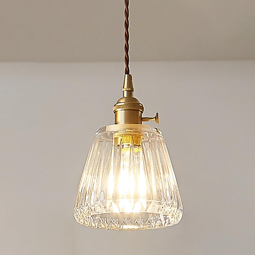 Lustre en Verre Moderne E27 : Luminaire de Plafond Doré pour Îlot de Cuisine et Salon