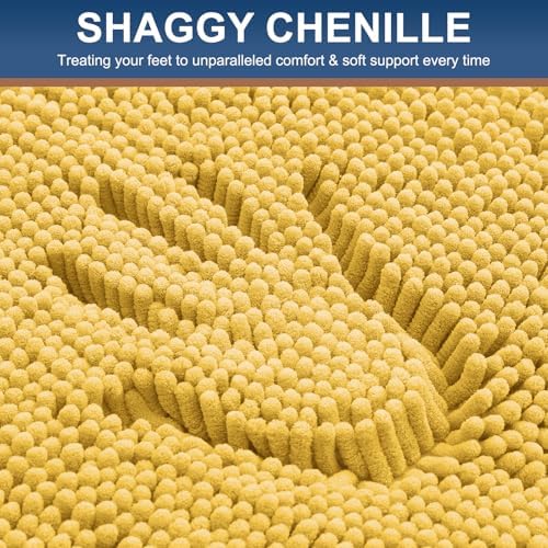 Smiry Luxury Chenille Bath Rug, Extra Soft and Absorbent Shaggy Bathroom Mat Rugs, Machine Washable, Non-Slip Plush Carpet Runner for Tub, Shower, and Bath Room(20''x32'', Yellow) - 2