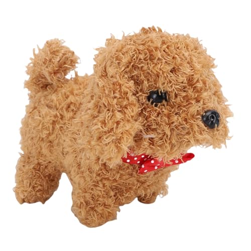 BONKZEBU Juguete Interactivo de Peluche para Cachorros, Perro Robot Esponjoso Realista para Niños de Más de 3 Años, Mascota Electrónica Suave de Peluche para Interacción Familiar (Marrón)