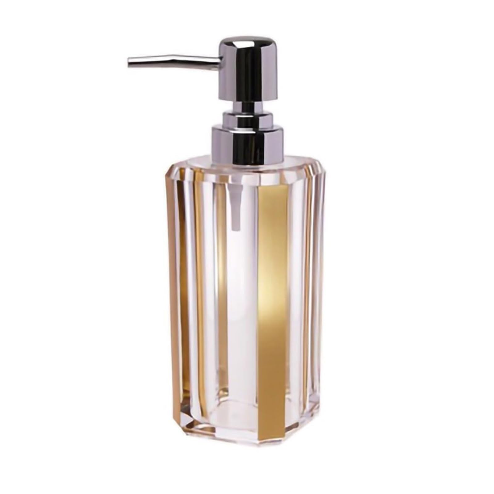 Empty Barthroom and Dish Acrylic Soap Dispenser with Pump Dish Decor for Counter(Golden)