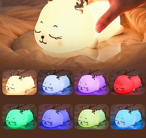 Image of Desidiya Night Lamp for Bedroom, Night Light, Birthday Gift for Girls and Boys for Kids, Deer Silicone Lamp, 7 Colors, Rechargeable