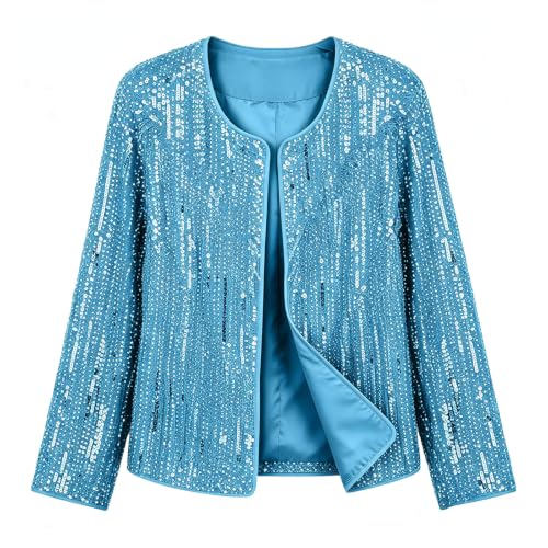 Cethrio Glittery Tops Sequin Jackets for Women Open Front Sparkly Top Holiday Party Blazers Womens Fall Clothes 2026 Camisa Para Mujer Capsule Wardrobe Essentials - image 9
