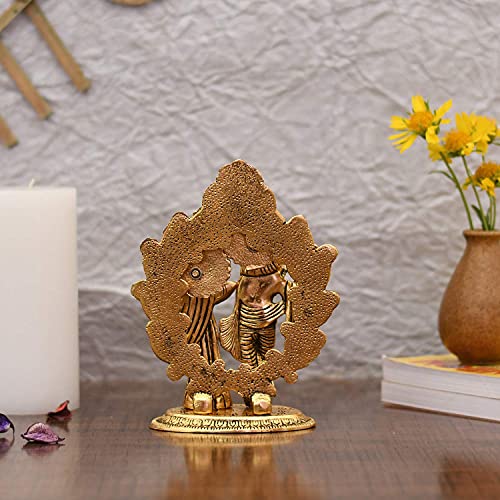 Image of Amazon Brand - Umi Gold Plated Metal Radha Krishna Statue - Radha Krishan Idol Showpiece Figurine for Home Office Temple Pooja Decor Gift (Set of 1)