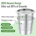 CAPMESSO Reusable K Cups for keurig: Refillable Stainless steel Coffee Pods for Keurig 1.0 Coffee Maker - Upgraded Dual-mesh Coffee Filters for Richer Coffee NO Grit, Eco-Friendly (2 Pack & 3 Rings) - Image 2