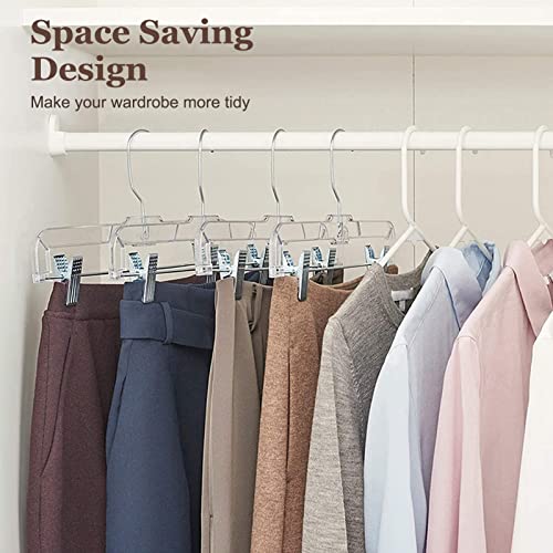 HOUSE DAY 25 Pack 14 inch Clear Plastic Skirt Hangers with Clips, Skirt Hangers, Clip Hangers