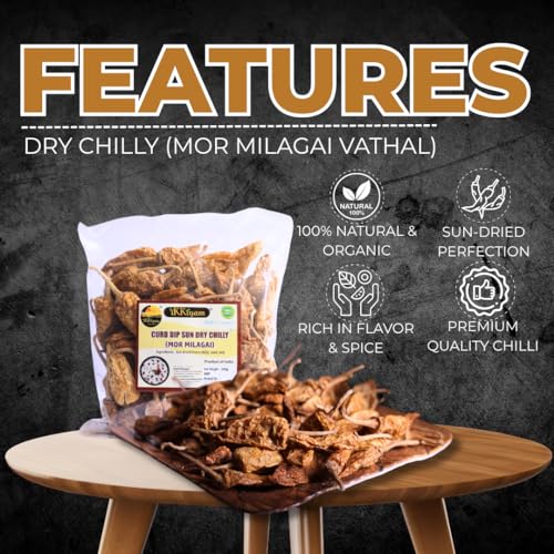 Image of Ikkiyam Curd Dip Sun Dry Chilly | MorMilagai Vathal | Premium & Organic Chillies | Dahi Mirchi | South Indian Thayir Chilli | Pure & Natural Spicy Chillys | Deliciously Meals | Pack of 1 | 100 Gram