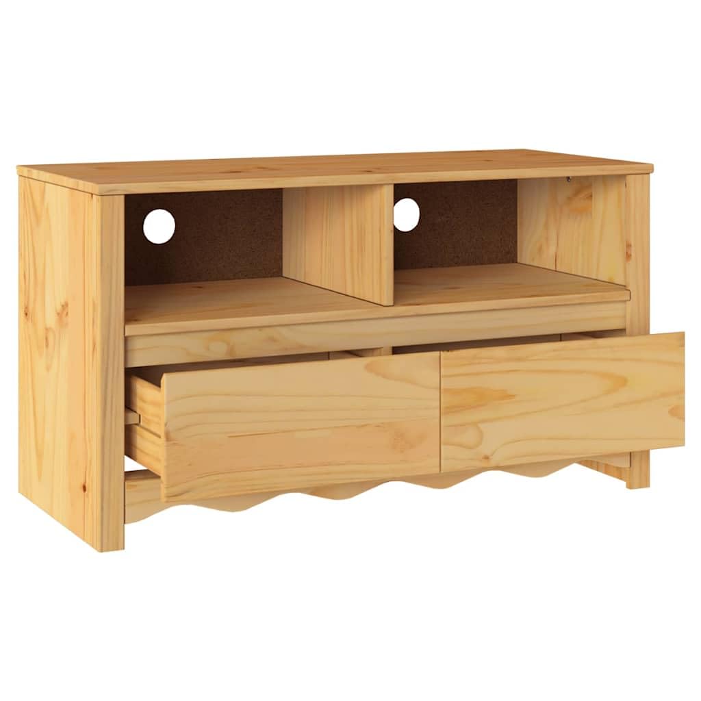 Mobile TV Drammen in legno massello di pino, 99 x 43 x 55 cm, con cassetti, scaffali, comò per soggiorno, per gaming, home theatre e conservazione moderna