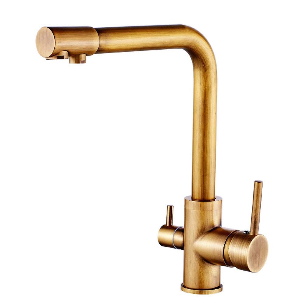 Robinet de cuisine en bronze antique double usage avec têtes pures LWX