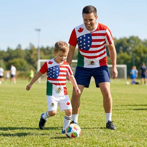 Image of Unisex Kids Soccer Jersey and Shorts Kit 2-Piece Set Boys Girls Football Outfits for Little Athlete 2-14 Years