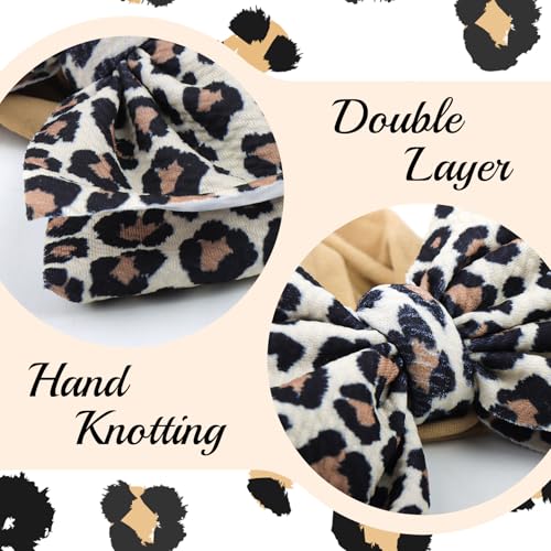 YanJie Bows for Baby Girl Leopard Print Headbands for Girls 7’’ Brown Bow Toddler Hair Accessories Newborn Infant Baby Headband 5