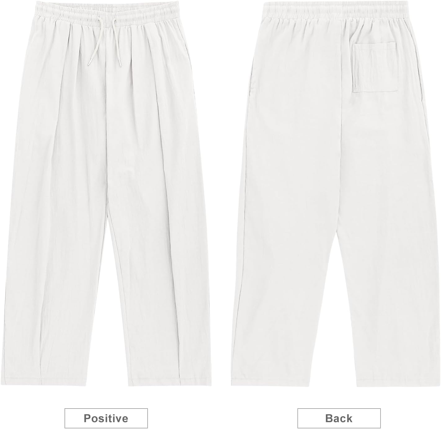 ESTAMICO Men's Cotton Linen Casual Yoga Pants Loose Fit Elastic Drawstring Waist Summer Beach Pant - Image 4