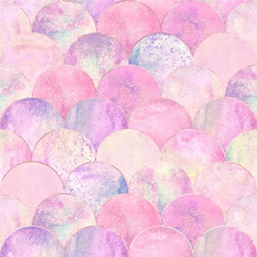 Danmyho Luxury Fish Scale Self Adhesive Wallpaper Pink Waves Peel and Stick Wallpaper Removable Contact Paper for Living Room/Bedroom/Bathroom 17.7