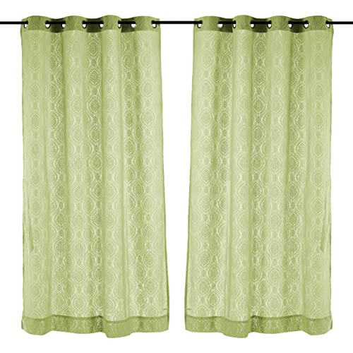 Image of Swayam 40% Blackout Polyester Window Curtain for Living Room & Bedroom | 5 Feet | Room Darkening Curtain with Eyelets | Pack of 1 | Ethnic Motif Design - Green