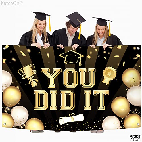 Image of KatchOn, Black You Did It Banner 2026 - XtraLarge, 72x44 Inch | 2026 Graduation Backdrop, Black and Gold Graduation Decorations 2026 | Congratulations Banner, 2026 Grad Party Decorations