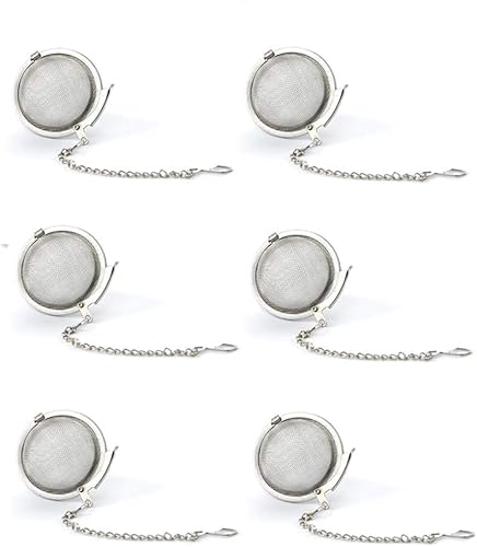 Filtro de té de acero inoxidable 6pcs malla de filtro de bola de té redondo con cadena