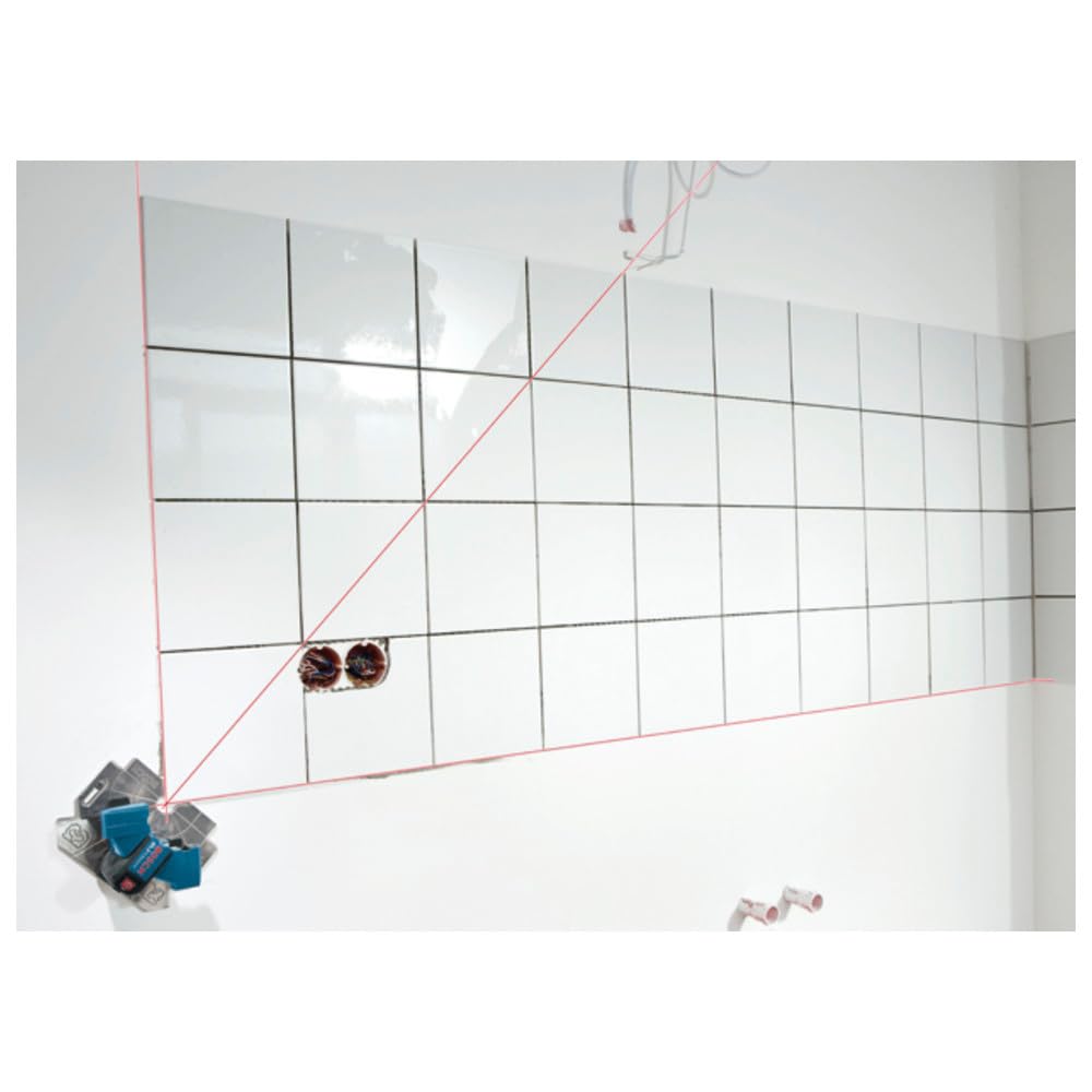Bosch Professional GTL 3 Livella Laser per Piastrelle, 4 x Pile AA, Custodia Protettiva, Protezione da Polvere e Spruzzi IP 54, Piatto di Allineamento, Raggio d'Azione: 20 m