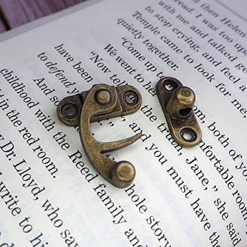 Youmeizer 10 Pieces Antique Vintage Lock Latch Hook Hasp Horn Lock with 40 Screws Jewelry Box Hardware Thickened Horn Lock Clasp Arm Latch Size 27 x 25 x 8mm (Bronze/Left Latch Hook Hasp) - Image 4