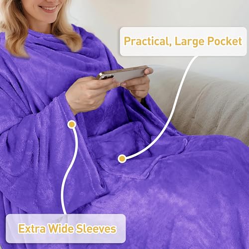 Image of Catalonia Wearable Blanket with Sleeves & Foot Pocket for Adults